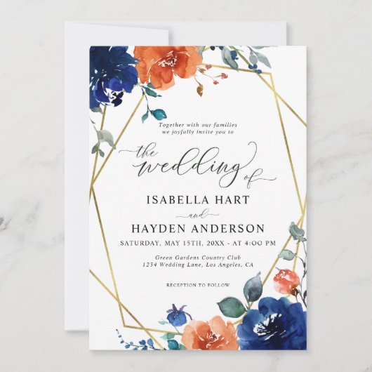 Hochzeitsfeier mit brauner Blütenrose Einladung (Vorderseite)