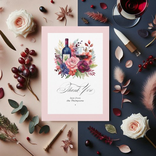 Hochzeitsfeier mit Burgund, Navy und Blush Dankeskarte