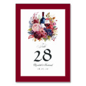 Hochzeitsfeier mit Burgund, Navy und Blush Tischnummer (Rückseite)