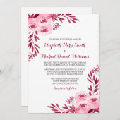 Hochzeitsfeier mit Burgund und Wasserfarbe Einladung (Vorne/Hinten)