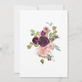 Hochzeitsfeier mit Burgund und Wasserfarbe Einladung (Rückseite)