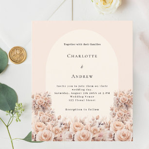 Hochzeitsfeier mit Creme Peach Rose Foto Einladung