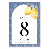Hochzeitsfeier mit dem blauen Mittelmeer Tischnummer (Rückseite)