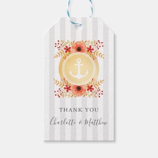 Hochzeitsfeier mit dem Flora-Gold-Anker für Wasser Geschenkanhänger (Vorderseite)