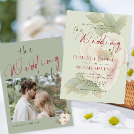 Hochzeitsfeier mit dem Foto "Modern Sage Green Blu Einladung