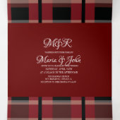 Hochzeitsfeier mit dem Karierten Ring-Logo in Burg Dreifach Gefaltete Einladung (Innenseite Mitte)