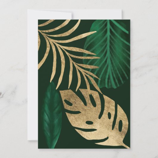 Hochzeitsfeier mit dem tropischen Goldblatt Einladung (Rückseite)