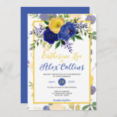 Hochzeitsfeier mit der Wasserfarbe der goldenen Bl Einladung (Vorne/Hinten)