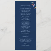 Hochzeitsfeier mit dunkelrosa Blumenfarbe Programm (Rückseite)