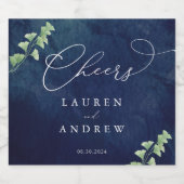 Hochzeitsfeier mit dunklem Blau Schaumweinetikett (Einzelnes Label)