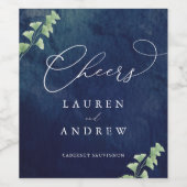 Hochzeitsfeier mit dunklem Blau Weinetikett (Einzelnes Label)