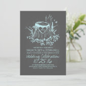 Hochzeitsfeier mit dustig blauen Baum Einladung (Stehend Vorderseite)