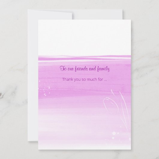 Hochzeitsfeier mit elegantem Blumenstrauß aus Tulp Dankeskarte (Rückseite)