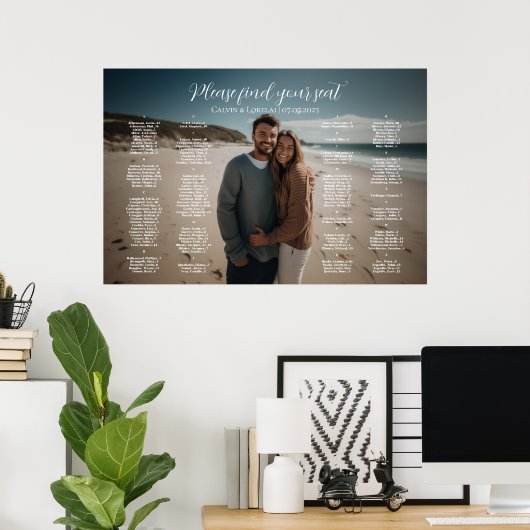 Hochzeitsfeier mit elegantem Foto Poster (Heimbüro)