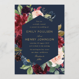 Hochzeitsfeier mit elegantem marinebürdigen Bordea Einladung