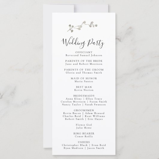 Hochzeitsfeier mit elegantem, rosafarbenem Wasser (Rückseite)