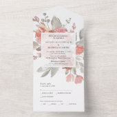 Hochzeitsfeier mit elegantem, rosafarbenem Wasser All In One Einladung (Innen Boden)