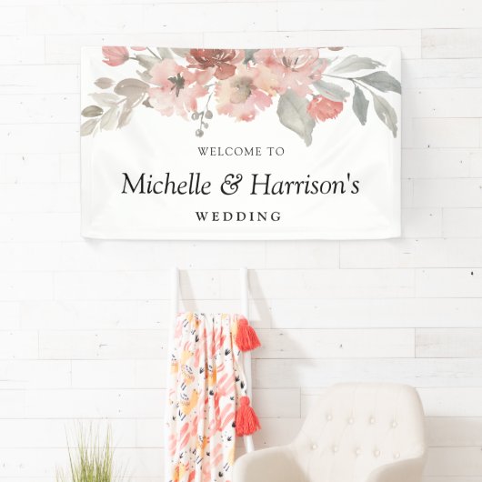 Hochzeitsfeier mit elegantem, rosafarbenem Wasser Banner (Insitu)