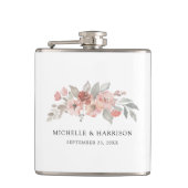 Hochzeitsfeier mit elegantem, rosafarbenem Wasser Flachmann (Vorderseite)