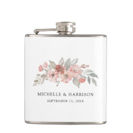 Hochzeitsfeier mit elegantem, rosafarbenem Wasser Flachmann