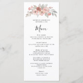 Hochzeitsfeier mit elegantem, rosafarbenem Wasser Menükarte (Vorderseite)