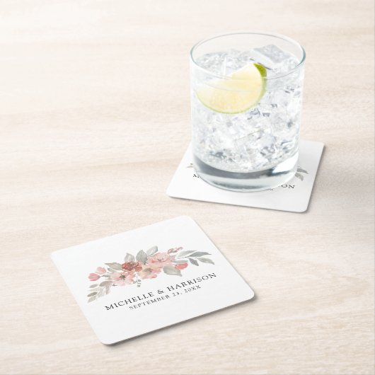 Hochzeitsfeier mit elegantem, rosafarbenem Wasser Rechteckiger Pappuntersetzer (Vor Ort)