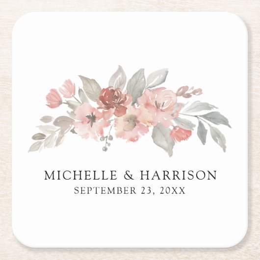 Hochzeitsfeier mit elegantem, rosafarbenem Wasser Rechteckiger Pappuntersetzer (Vorderseite)