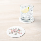 Hochzeitsfeier mit elegantem, rosafarbenem Wasser Runder Pappuntersetzer (Vor Ort)