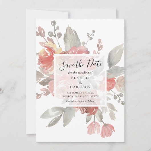 Hochzeitsfeier mit elegantem, rosafarbenem Wasser Save The Date (Vorderseite)