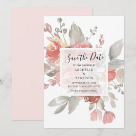 Hochzeitsfeier mit elegantem, rosafarbenem Wasser Save The Date