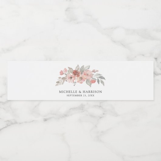 Hochzeitsfeier mit elegantem, rosafarbenem Wasser Wasserflaschenetikett (Einzelnes Label)