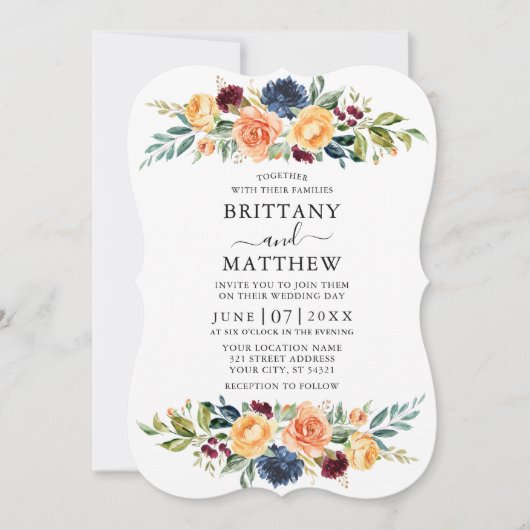 Hochzeitsfeier mit elegantem Watercolor Einladung (Vorderseite)