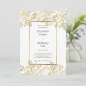 Hochzeitsfeier mit elegantem, weißem Gold Einladung (Stehend Vorderseite)