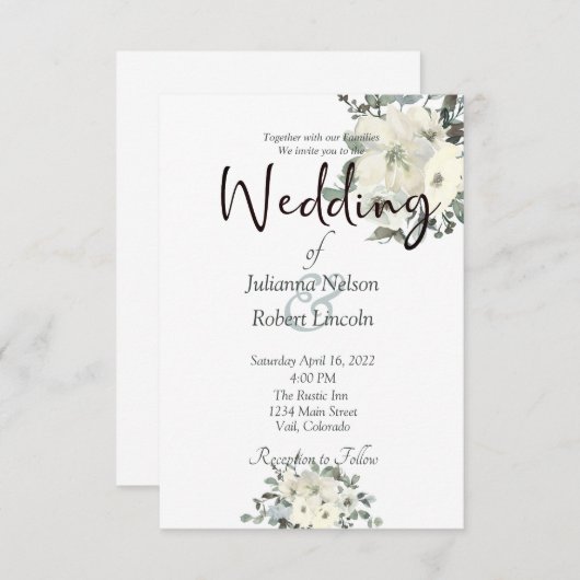 Hochzeitsfeier mit Elfenbein Einladung (Vorne/Hinten)