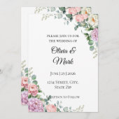 Hochzeitsfeier mit Eukalyptus Einladung (Vorne/Hinten)