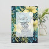 Hochzeitsfeier mit Evergreen und Gold Floral Sprin Einladung (Stehend Vorderseite)