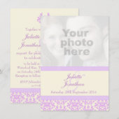 Hochzeitsfeier mit feinem Lila und creme Einladung (Vorne/Hinten)