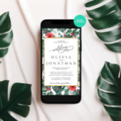 Hochzeitsfeier mit floralen Goldrahmen Einladung