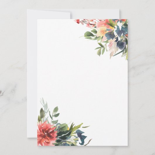 Hochzeitsfeier mit floralen Korallenbäumen Einladung (Rückseite)