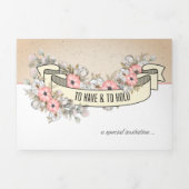 Hochzeitsfeier mit floraler Ribbon mit UAWG Dreifach Gefaltete Einladung (Cover)