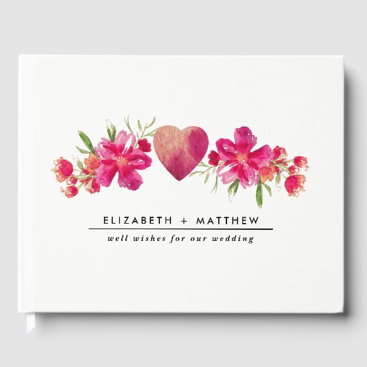 Hochzeitsfeier mit Fuchsia-Blumen Gästebuch (Vorderseite)