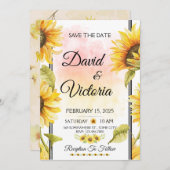 Hochzeitsfeier mit gelben und weißen Sonnenblumen  Einladung (Vorne/Hinten)