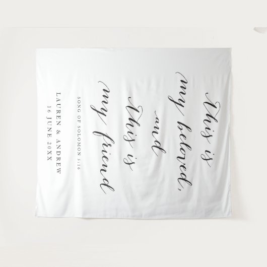 Hochzeitsfeier mit geliebter Schrift Hintergrund Wandteppich (Vorderseite (Horizontal))