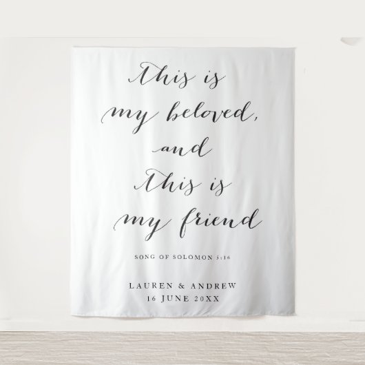 Hochzeitsfeier mit geliebter Schrift Hintergrund Wandteppich (Vorderseite)