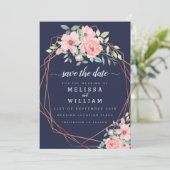 Hochzeitsfeier mit geometrischen Kupferfarben Save The Date (Stehend Vorderseite)