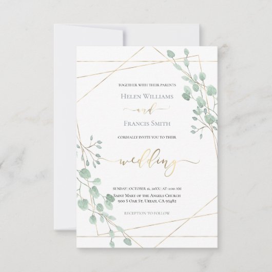 Hochzeitsfeier mit geometrischen Rahmen Einladung (Vorderseite)