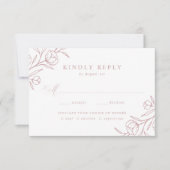 Hochzeitsfeier mit gezeichneter Rose RSVP Karte (Vorderseite)