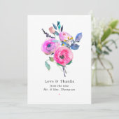 Hochzeitsfeier mit glänzender Wasserfarbe Dankeskarte (Stehend Vorderseite)