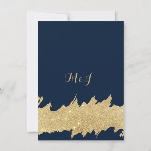 Hochzeitsfeier mit Glitzer in Goldmedaille Einladung (Rückseite)