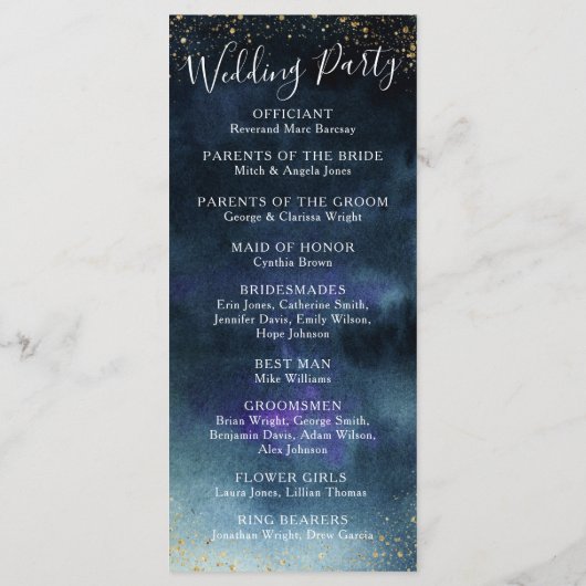 Hochzeitsfeier mit Gold der Marine Programm (Rückseite)